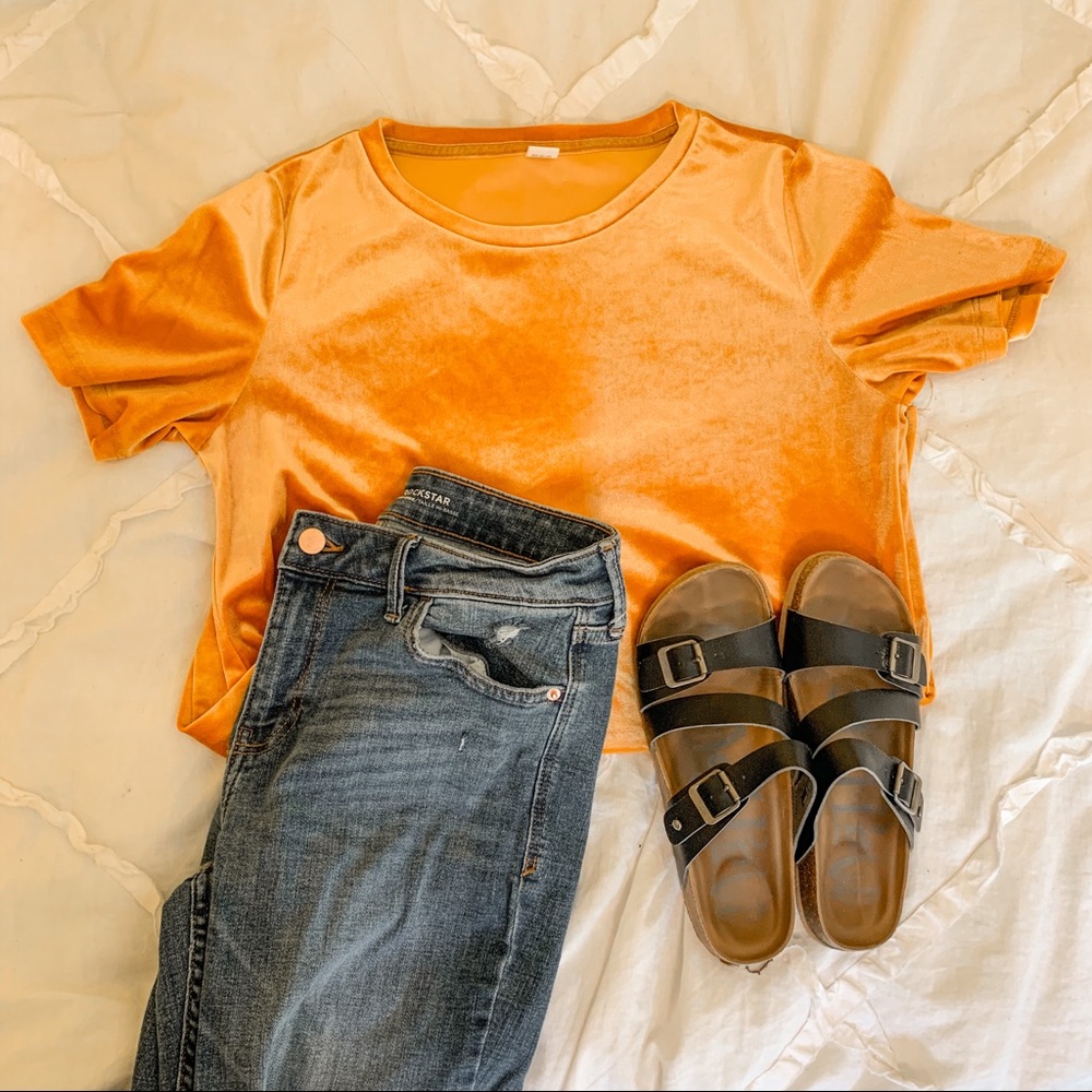 Velvet Mustard Yellow Top